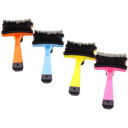 Cat Brush with Push Button Hair Removal Tool