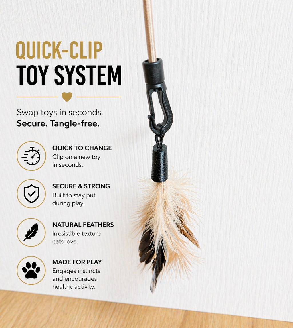 Bungee Flinger™ Interactive Cat Toy | Door Mounted Cat Toy | Elastic Bungee Cat Toy | Replaceable Feather Toy | Indoor Cat Enrichment