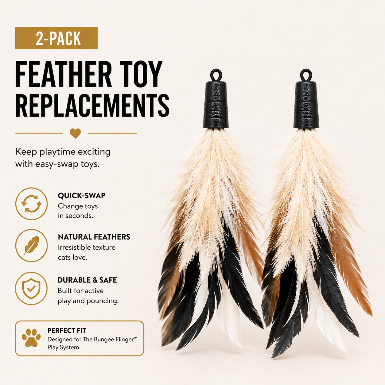 Bungee Flinger™ Feather Toy Replacements – 2 Pack