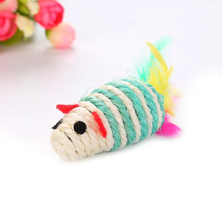 Souris Scratch 'n' Feather en sisal - paquet de 4