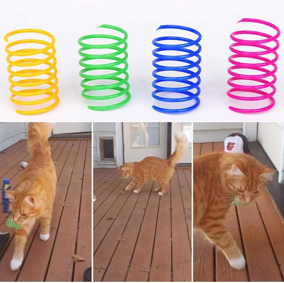 Juguete colorido para gatos en espiral - Paquete de 4