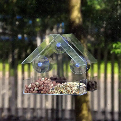 Clear Acrylic Window-Mounted Bird Feeder