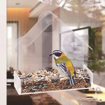 Clear Acrylic Window-Mounted Bird Feeder